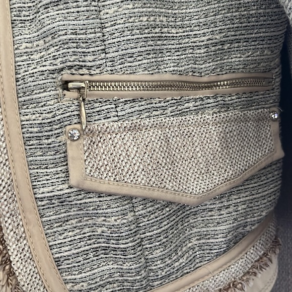 White House Black Market Illuminant Tweed Jacket Iridescent Gold SZ12 - Picture 4 of 7